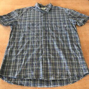 Quicksilver Modern Fit Shirt Men XXL Gray Plaid Button Up Pocket Short Sleeve